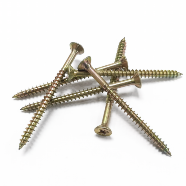 Galvanized Yellow zinc plating Countersunk head with Anti-slip gear  Chipboard screw  Fiberboard screw M5.5X80MM