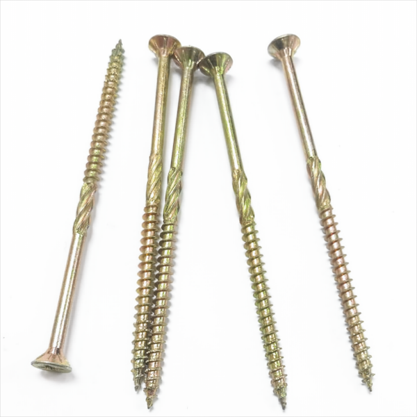 Galvanized Yellow zinc plating Countersunk head with Anti-slip gear  Chipboard screw  Fiberboard screw M4.6X100MM